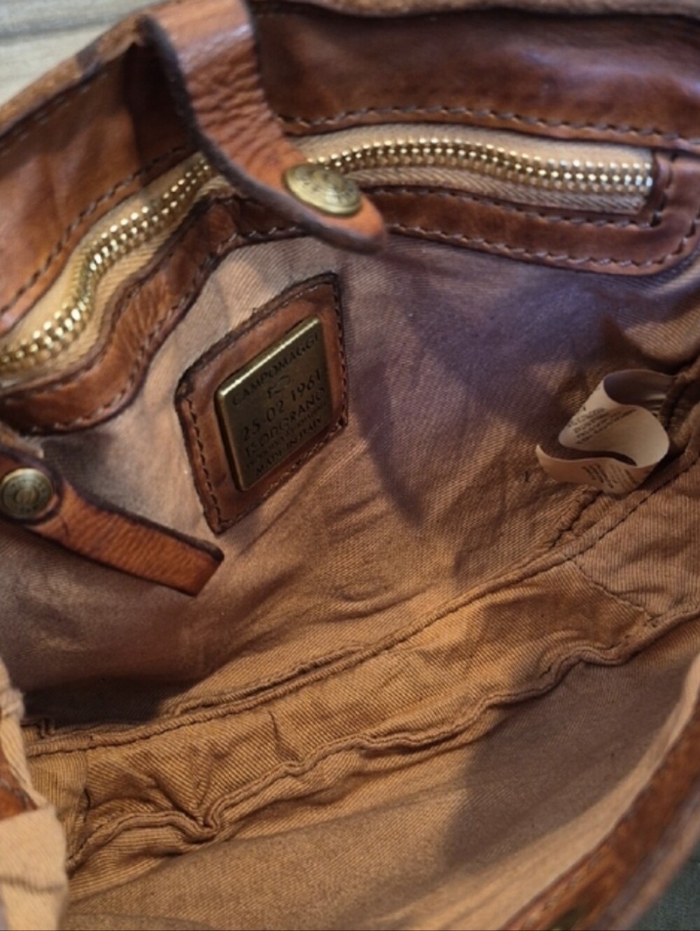 Campomaggi Felloniche Cognac "GIOACHINA" Genuine Leather Shoulder Crossbody Bag - Picture 8 of 16